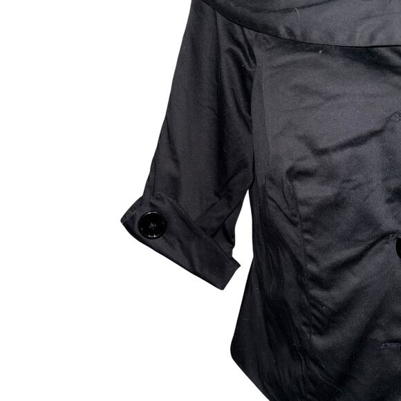 Vintage Black Portrait Collar Cropped Short Sleeve Jacket Blazer Zebra Lined SZ6 - Picture 8 of 13